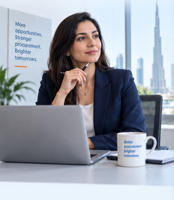 A procurement leader reviewing tender opportunities on a laptop